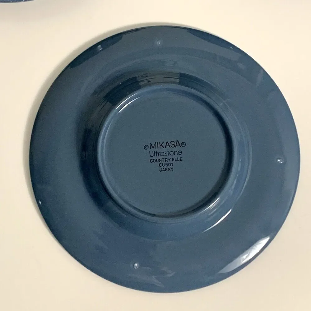 Mikasa Ultrastone Country Blue Cup & Saucer Set of 4